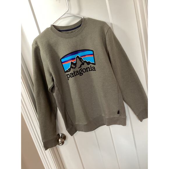 Patagonia Men's Fitz Roy Horizons Uprisal Crew Sweatshirt Sleet Green - Picture 2 of 10